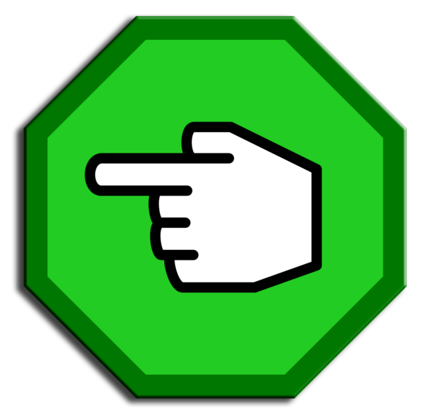 a green finger pointing
