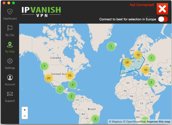 new IPVanish MAC OSX app map